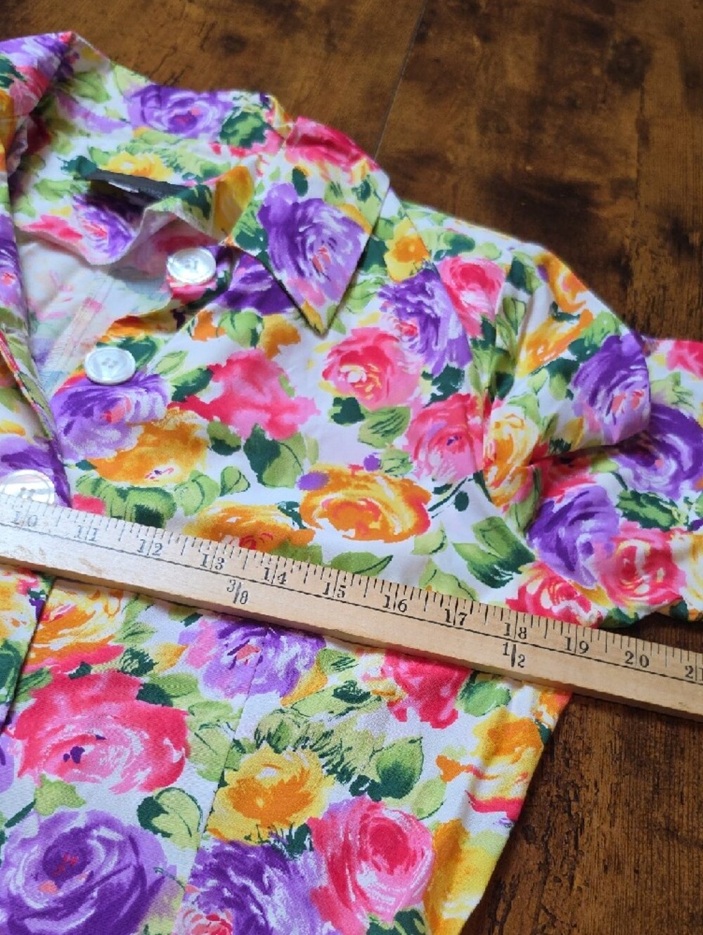 CYNTHIA ROWLEY | Spring Floral Button Front Collared Dress Pearl Buttons | 12‎ - Picture 6 of 7